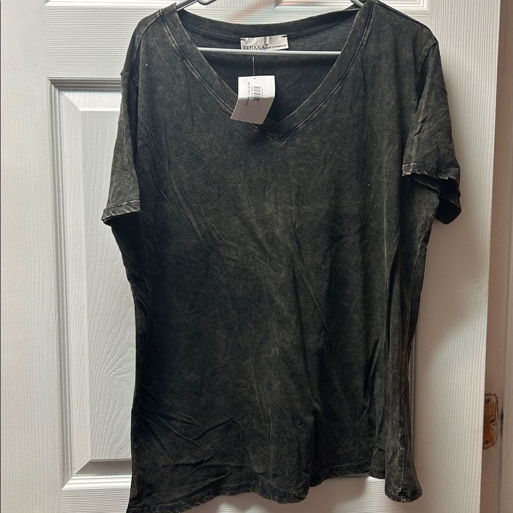 Zenana Outfitters Charcoal V-Neck Top